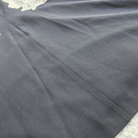 Lauren Ralph Lauren White Navy Lace Overlay Sleeveless Crepe Dress Size 4 - Picture 8 of 14